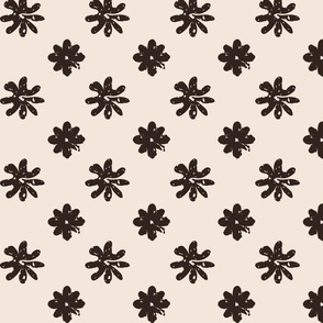 Stamped Black and Cream Flowers