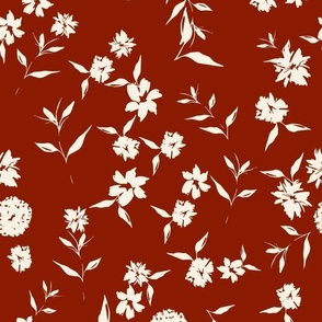 Floral silhouette burgundy and cream