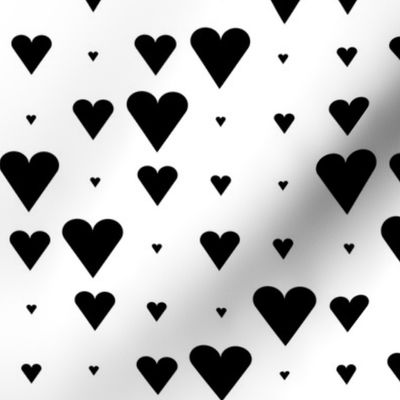 Asymmetrical Hearts Black on White