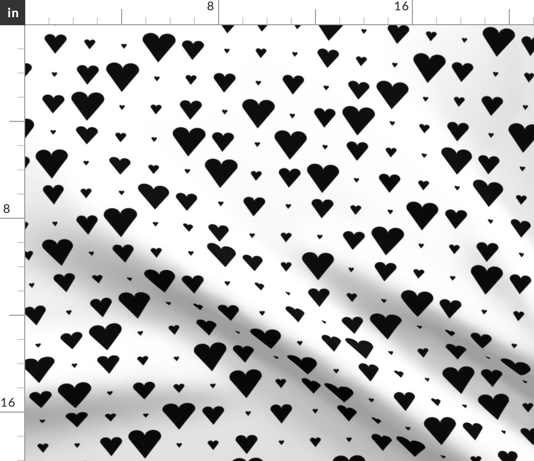 Asymmetrical Hearts Black on White