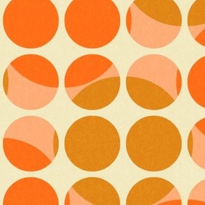 Sports balls dots on dots in orange peach ocher on cream - medium - pickleball, basketball, tennis ball, baseball, handball, beach volleyball