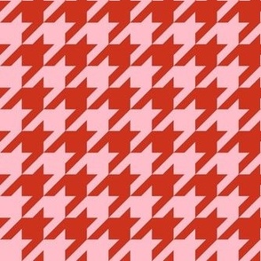 Bigger Houndstooth in Rustic Red and Baby Pink