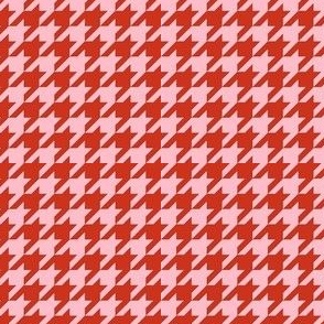 Smaller Houndstooth in Rustic Red and Baby Pink