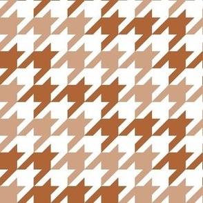 Bigger Houndstooth in Sunset Brown and Earthy Sand on White