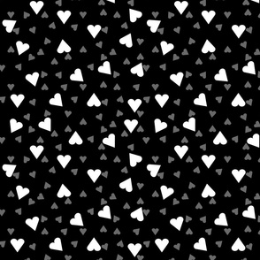 Crazy Hearts White on Black Non-Directional 