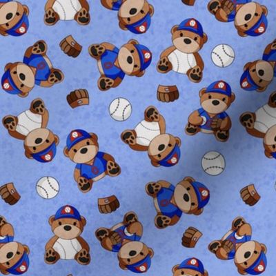 Baseball Teddy Bears Scatter Medium - Blue