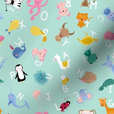 Alphabet Animals (small scale) - Back to school alphabet pattern with cute animals 