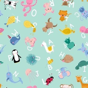 Alphabet Animals (small scale) - Back to school alphabet pattern with cute animals 