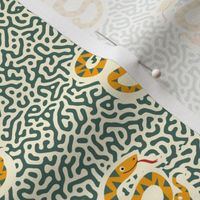 Forest Woodland Biome Snake on organic lines and cornsilk background