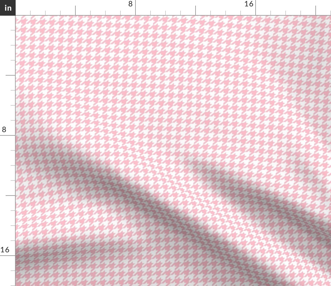 Smaller Houndstooth in White and Baby Pink