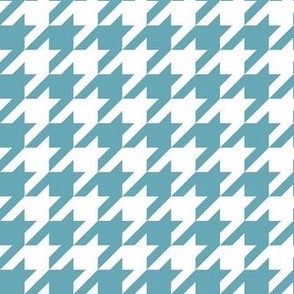 Bigger Houndstooth in White and Boho Blue