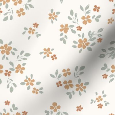 Sage, Scattered, ditsy floral, neutral flowers, meadow