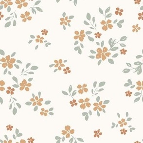 Sage, Scattered, ditsy floral, neutral flowers, meadow