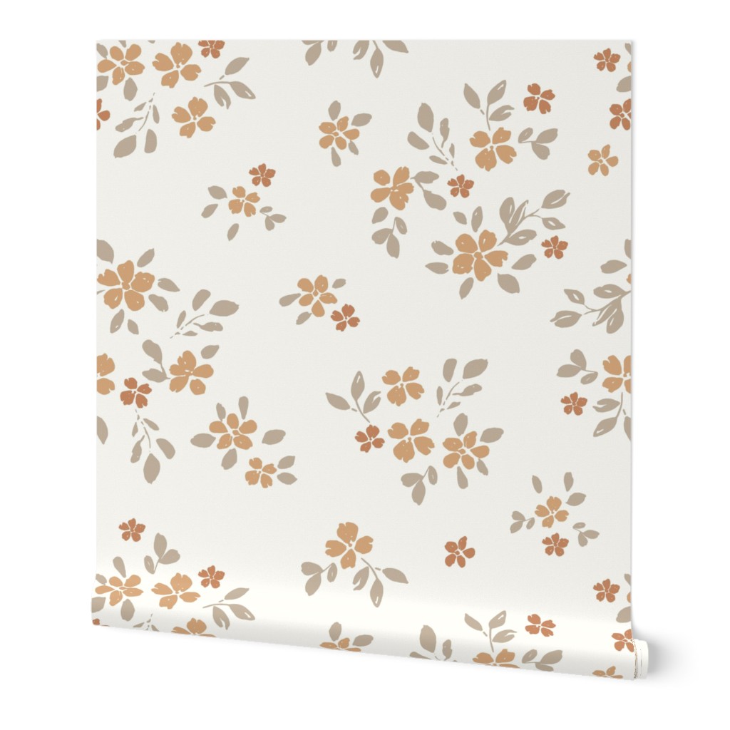 Sage, Scattered, ditsy floral, neutral flowers, meadow