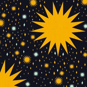 sun and stars - large wallpaper size - 24 in