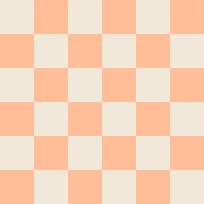 Retro Checker Checkerboard in Pantone Peach Fuzz Palette  - Peach Fuzz + Pristine - JUMBO