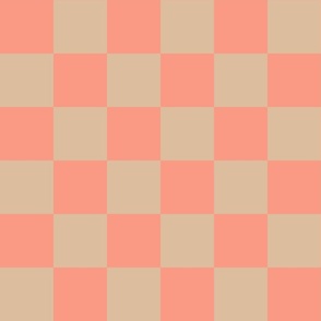 Retro Checker Checkerboard in Pantone Peach Pink  + Honey Peach ( Tan ) - JUMBO
