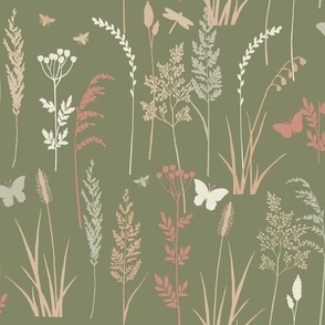 Wild grasses - olive green