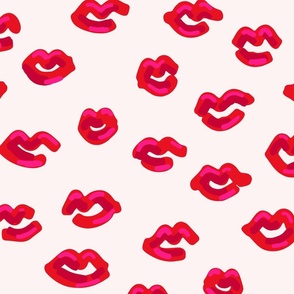 Red lip kisses – pink , red and cream     // Big scale