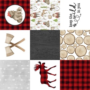 Lumberjack//Keep the wild in you//Red - Wholecloth Cheater Quilt - Rotated