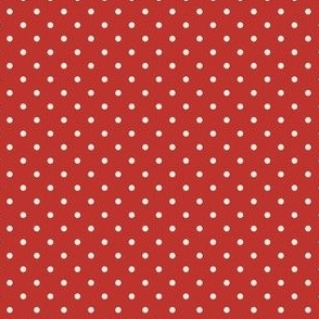 Mini Polka Dots in Barn Red + Cream