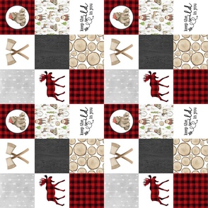 3 in Lumberjack//Keep the wild in you//Red - Wholecloth Cheater Quilt - Rotated