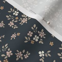 ( small ) Dark, Scattered, ditsy floral, neutral flowers, meadow 