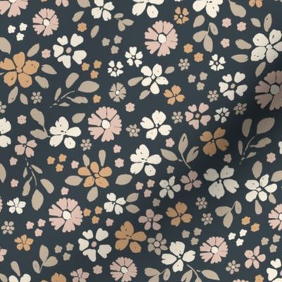  ditsy floral, neutral flowers, meadow, Ellie, Dark