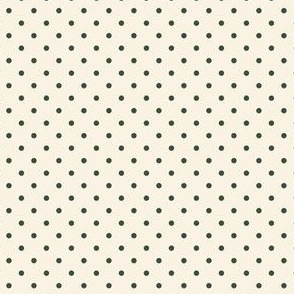 Mini Polka Dots in Cream + Pine Green