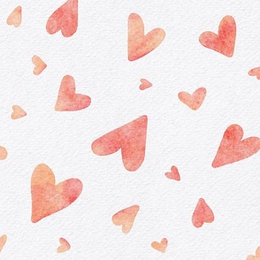 valentine's day - lovely watercolor heart - peach fuzz charming hearts fabric and wallpaper