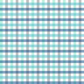 1/4 in Gingham check - blue teal black white