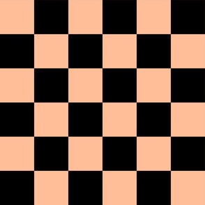 Retro Checker Checkerboard in Pantone Peach Fuzz + Pure Black - JUMBO