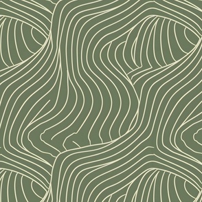 waves sage green and beige lines