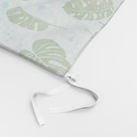 Tropical Serenity: Lush Monstera Leaves Pattern on Cool Aqua Background - Nature-Inspired Home Decor & Fashion