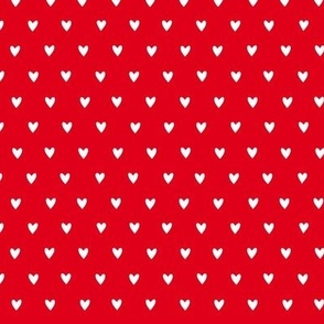 Simple Mini White Hearts on Red