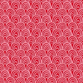 Hand Drawn Multiline Arches Pink On Red