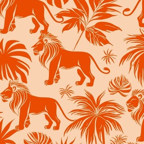 Lion’s Jungle Retreat In Orange (Large)
