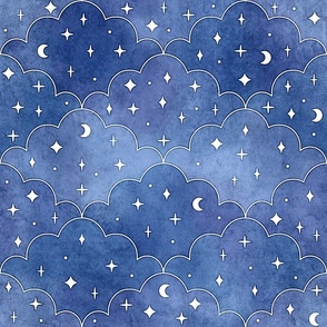 Dreaming Above the Clouds and Stars (Medium Navy Blue)