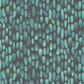Oceanic Gems: Aqua Sea Glass Mosaic Pattern on Charcoal - Modern Coastal Decor & Apparel Design