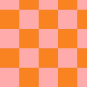Large Minimalist Checkered Pattern (orange/pink)
