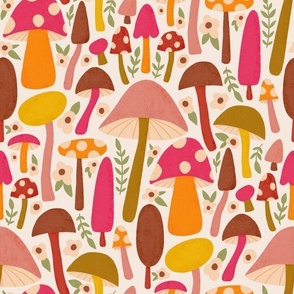 Feminine Forest Pink Mushrooms