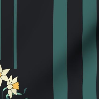 Art Nouveau Daffodils // Black // 24