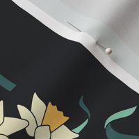 Art Nouveau Daffodils // Black // 24