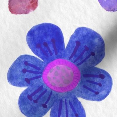 Blue and purple sweet floral watercolor pattern