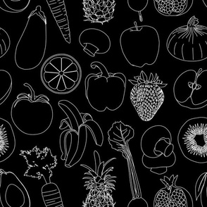 Fruit & Veg Black & White