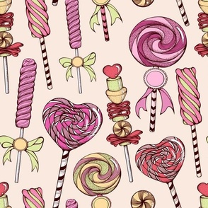 Cute Hand Drawn Lollipop Marshmallow Candy Sweets Desserts