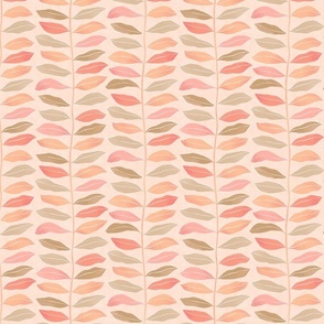 Medium | Multi-coloured leaves design on light peach 