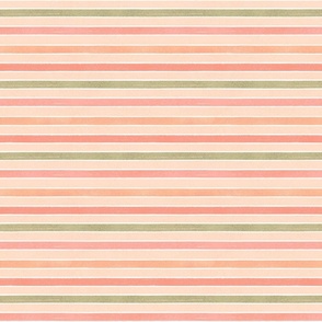 0.5 inch colorful pink, peach and green horizontal stripes on light orange peach background 