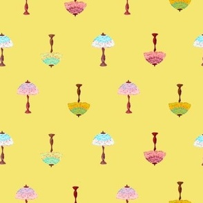 Ditsy Tiffany Lamps Pattern Yellow