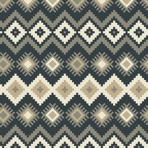 Dark neutral kilim - geometric - diamonds - dark green, tan, gray green, warm white - boho